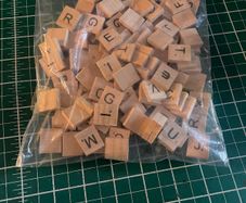 set of 100 wooden scrabble tabs