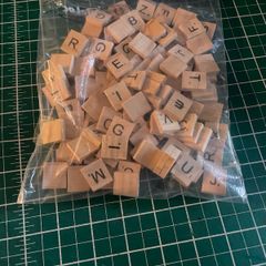 set of 100 wooden scrabble tabs