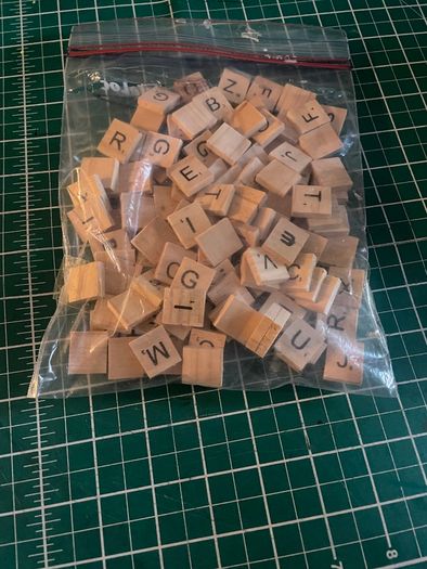 set of 100 wooden scrabble tabs