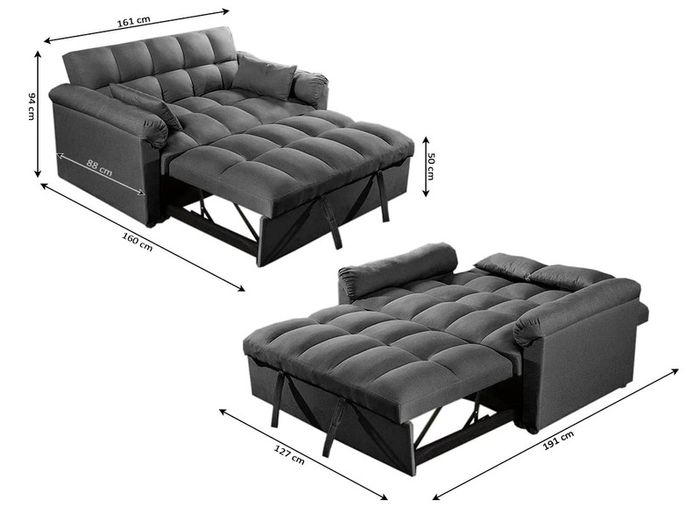 Black Velvet Pull-Out Corner Sofa Bed Best price in Ireland