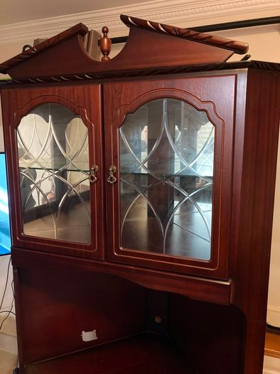 TV corner unit with glass display cabinet