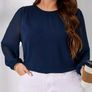 SHEIN Navy Chiffon Sleev Top. Size 16. New Image 3