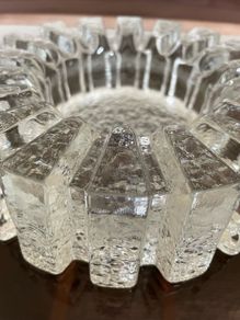 Heavy Glass Ashtray or Candle Holder made by Pukeberg Glasbruk Nybro Sweden
