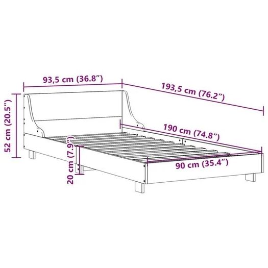 Bed Frame without Mattress 90x190 cm Single Solid Wood Pine
