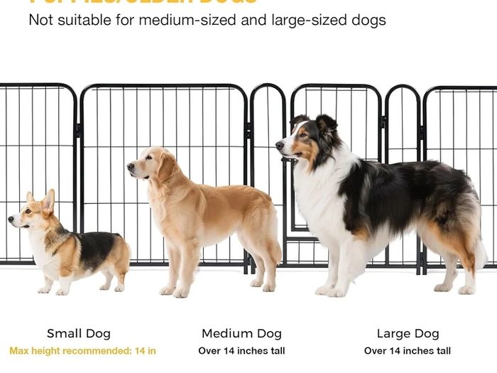 Dog Pen Indoor, 8 Panel Puppy Play Pen with Bottom Mat, High 60cm Heavy Duty Dog Play Pen, Pet Playpen for Puppies, Cats, Rabbits and Other Animals (Black)