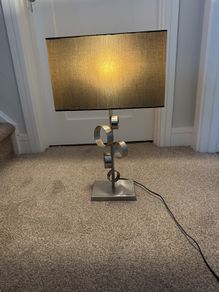 Table Lamp (navy lamp shade & silver base/neck)