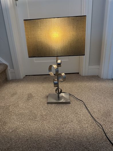 Table Lamp (navy lamp shade & silver base/neck)