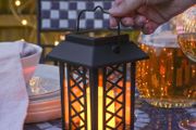 Garden Candle Lantern - Solar Powered - Flickering Effect - Amber LED - 17.5cm by Festive Lights