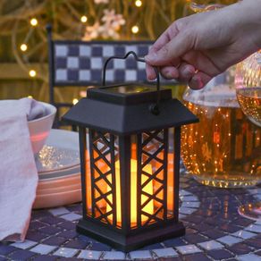 Garden Candle Lantern - Solar Powered - Flickering Effect - Amber LED - 17.5cm by Festive Lights