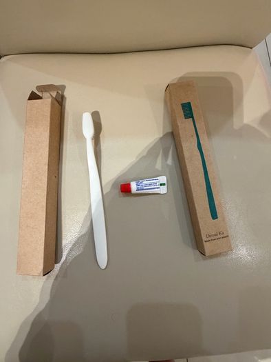 Kraft Recyclable Dental Kit. Toothbrush & toothpaste.