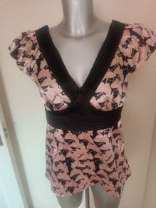 BNWT Vila satin butterflies patter blouse size M UK10 EU38 Postage included