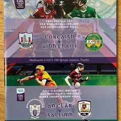 2023 GAA Hurling All-Ireland U20 Cork v Offaly & Minor Final Clare v Galway Programme