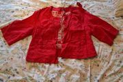 Red linen jacket