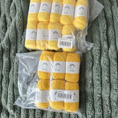 15 x Hobbii Rainbow 100% Cotton Yarn Lot (8/4 Pastel & 8/8 Mustard)