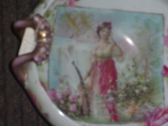 antique hand painted bowl signed