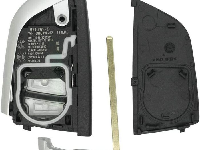 Replacement Key Shell + Uncut Blank  Insert Key Compatible with BMW X1 X5 X6 3 Button Smart Keyless Entry Remote Key Case