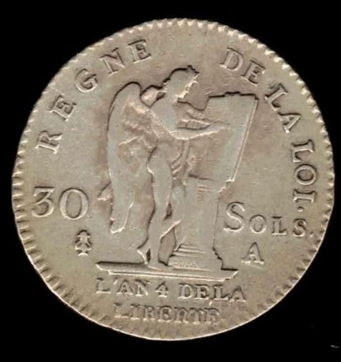 Royal France 1792 Louis XVI (30 Sols) VF