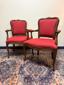 Pair of Vintage French Carved Armchairs