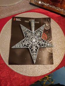 blue glitter star tree topper