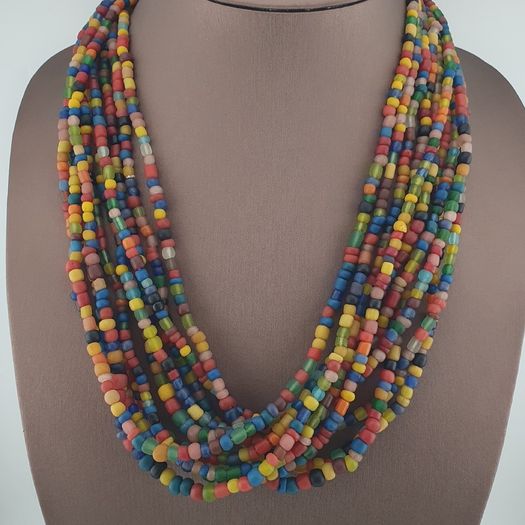 Vintage African Style MultiColor 4-5.5mm Glass Beads Necklace Strands