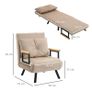 4-in-1 Velvet-Feel Single Chair Bed, with Throw Pillow - Beige Image 3