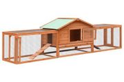 Rabbit Hutch Solid Pine &amp; Fir Wood 310x70x87 cm