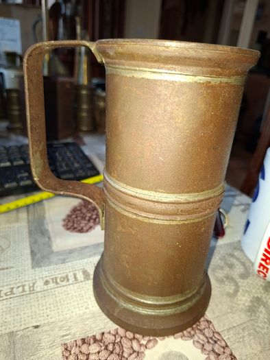 Rare 13 Piece Lot of Antique Chavagnat Tin Measuring Demi-Litre from Paris, France, dating  approximately 1800s.