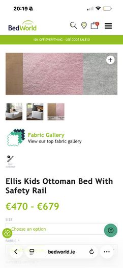 Kids Ottoman Bed With Safety Rail