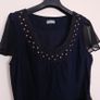 Per Una Navy Blue Linen Embellished Scoop Neck Chiffon Flutter Sleeve Midi Dress 14UK/42EU Image 10