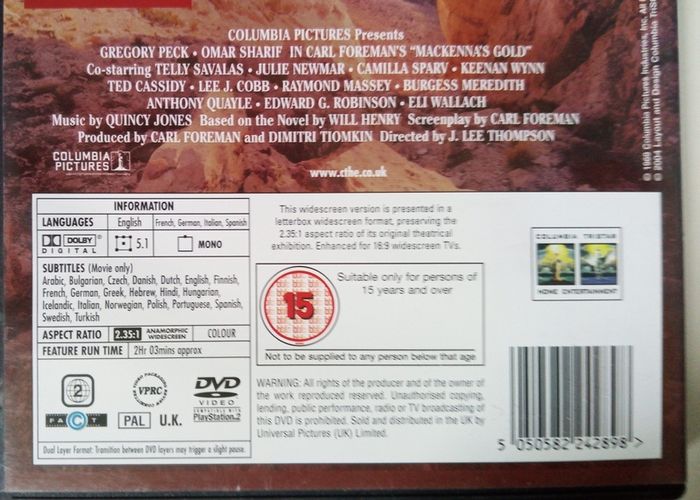 MacKenna's Gold [1969] Gregory Peck, Omar Sharif, Telly Savalas, Ted Cassidy, Camilla Sparv & Julie Newmar [1xDVD Movie]