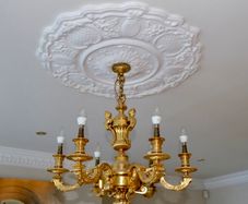Impressive Solid Brass 6 Arm Chandelier with Matching Wall Lights Complete Set