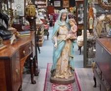 French Neo-Gothic Madonna and Child Statue - 19th Century