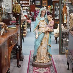 French Neo-Gothic Madonna and Child Statue - 19th Century