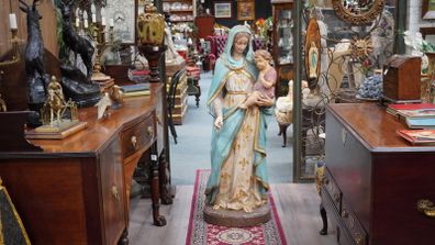 French Neo-Gothic Madonna and Child Statue - 19th Century