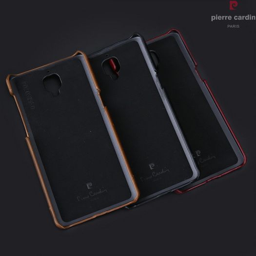 Pierre Cardin Genuine Leather Cover Hard Back Case For One Plus 3/3T