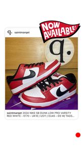 2024 Nike Sb Dunk Low Pro Varsity Red White UK10