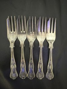 Set 5 Kings Pattern A1 Silver Plated Newbridge Irish Dessert Forks