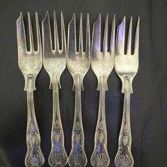 Set 5 Kings Pattern A1 Silver Plated Newbridge Irish Dessert Forks