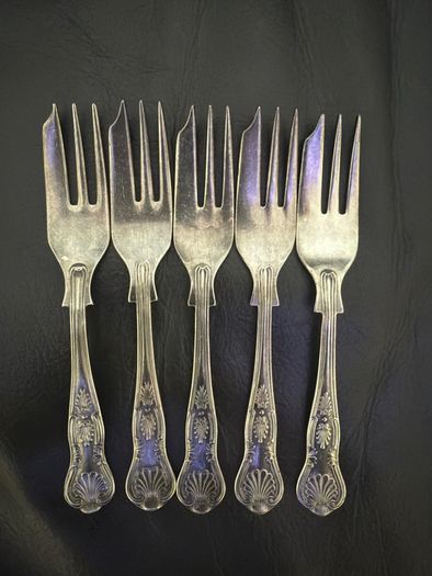 Set 5 Kings Pattern A1 Silver Plated Newbridge Irish Dessert Forks
