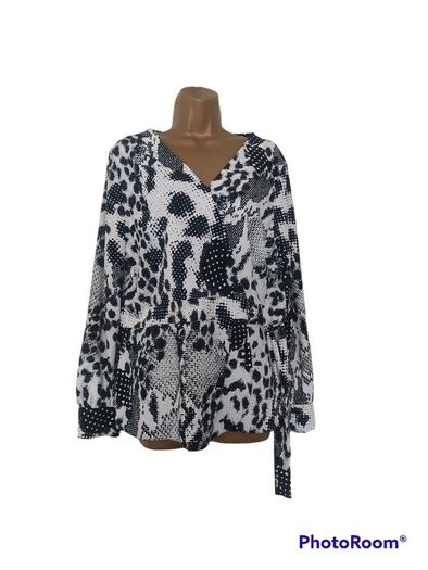 Next monochrome animal print Wrap Blouse Size 18 Postage included