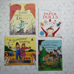 Julia Donaldson books: Paper dolls, the scarecrows wedding, Charlie Cook's favourite book, Tyrannosaurus drip