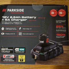 Parkside 12V 2Ah battery with 6A fast charger