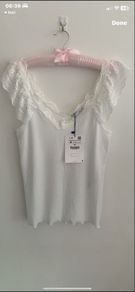top Bnwt Zara white frilled shoulder top.  Medium
