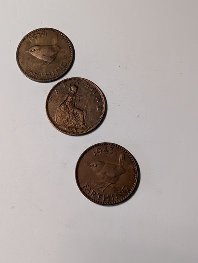 3 x UK Farthings
