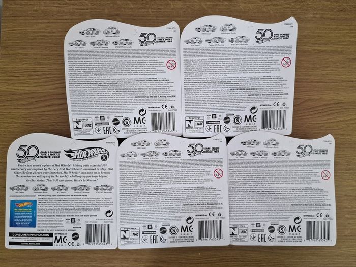 Hot Wheels 50th Anniversary set of 5, new.