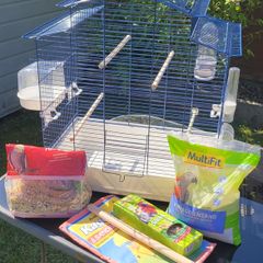 Bird Cage With Accessories For Hand Reared Budgie Or Parakeet