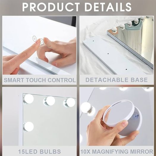 NEW SALE | Hollywood Vanity Cosmetic Mirror For Makeup with Lights, Type-C and USB Output Port, 15 Bulbs 3 Lighting Modes