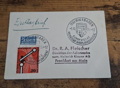 West Germany First Day Cover FDC 1955 "European Train Timetable Conference" - free standard postage