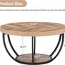 Round Coffee Table, Industrial 2-Tier Circle Coffee Table with Storage Shelves Image 2