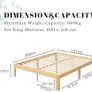 Wood King Size Bed Frame with Metal Slats Support, Platform King Bed Frame, Easy to Install, Noise Free, Sturdy, 30.5 cm High Image 2